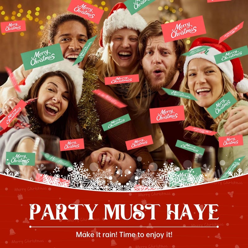 RADSHSP Money Gun Prop Party Bill Gun for Christmas Make It Rain Red Christmas Party Shooter Prop Gun with 200 Pcs Merry Christmas Paper Red&Green Xmas Toy Gun for Christmas New Year Eve Fun Surprise - Image 5